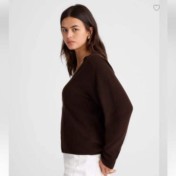 MADEWELL Women’s Cashmere V-Neck Sweater Size Small brown / molasses color - Picture 2 of 15